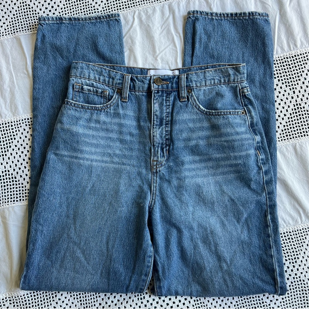 Sam Edelman Yaro 90’s high rise jean pinched waist denim pants sz 28 distressed